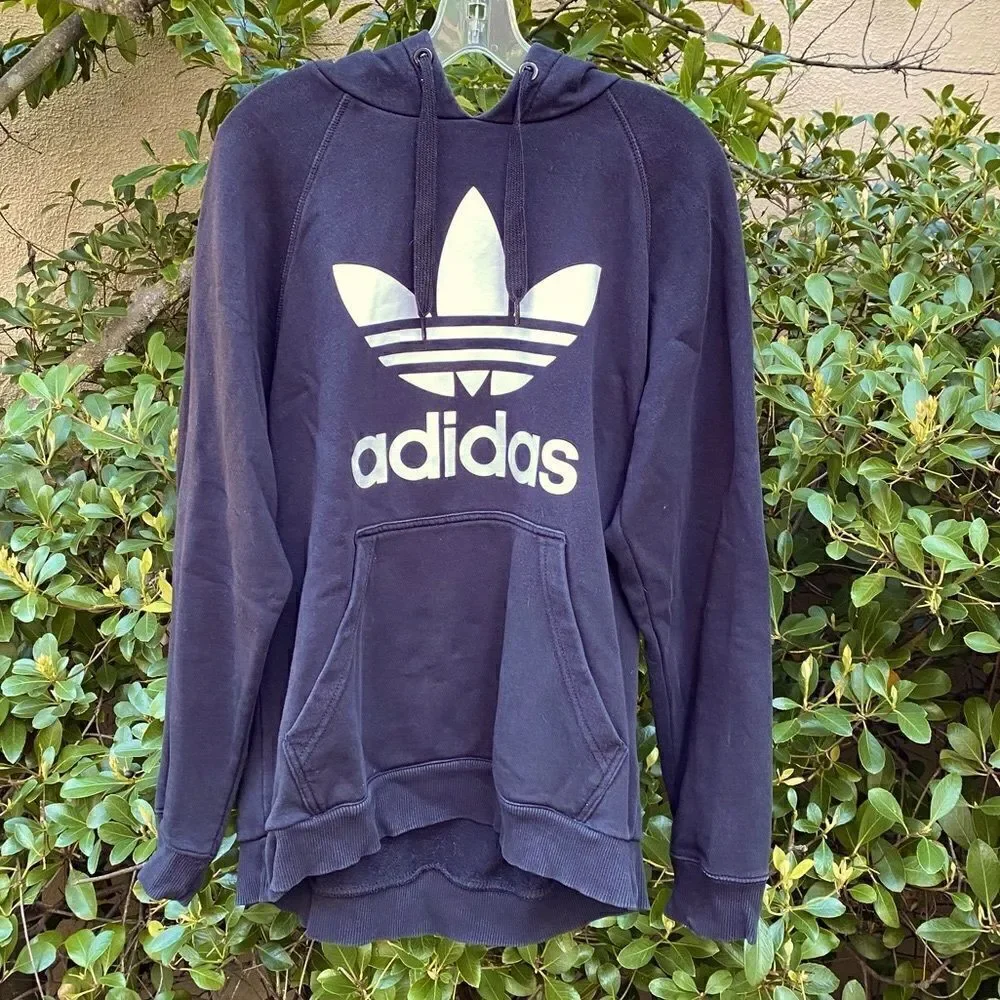Adidas Black Logo Hooded Sweatshirt. Size Large. VGUC!